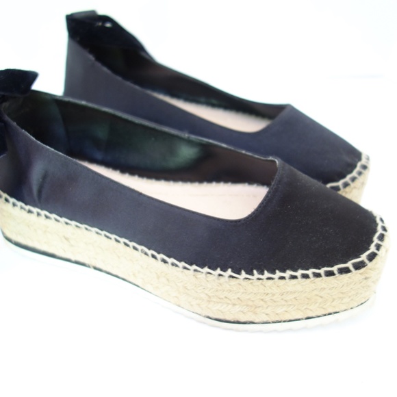 Black Satin Jute Espadrilles Platform Sandals  sz7 - Picture 8 of 10
